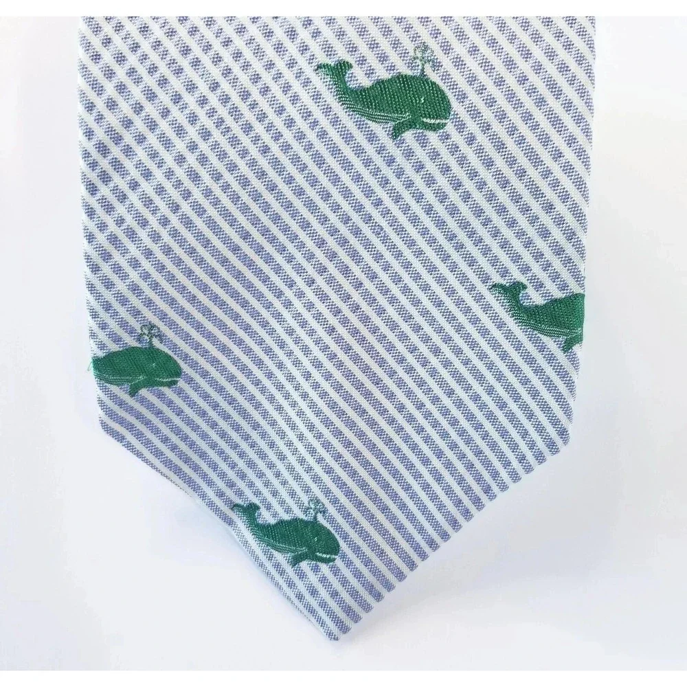 Mark Pendleton Silk Tie, Blue, White & Green Whale Print, NWT